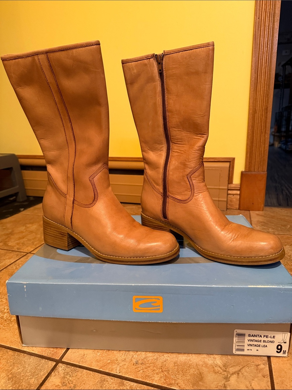 Candie's Tan Leather Mid-Calf Heeled Boots